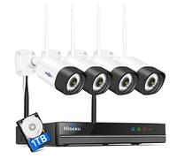 Hiseeu 5MP PTZ Kit Caméra Surveillance WiFi Extérieure, NVR 10CH 1To | 4 Caméras 5MP, Vision Nocturne Couleur, Audio Bidirectionnel, Détection Mouvement, IP66, H.265+, Accès à Distance