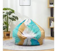Hiseng 3D Housse Pouf Poire Vide, Housse de Pouf Poire sans Remplissage Poire pour Enfants Tissus Lavables pour Salon Chambre (Vagues de l'océan,70x80cm)