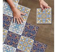 Hiseng Auto-adhésif Stickers Sol Carrelage 20x20cm, Motif Floral Coloré DIY Imperméable Stickers Plancher/Muraux Décoration pour Cuisine Salle de Bain Salon (Mauve,1 Jeu de 25 pièces)