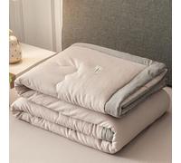 Hiseng Couette 1 Personne en Microfibre, Couette Imprimée Couleurs Unies Reversible pour 4 Saisons, Tempérée Duvet sans Housse 2 Personnes pour Adulte Enfant (Kaki,150x200cm)