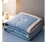 Hiseng Couette 1 Personne en Microfibre, Couette Imprimée Couleurs Unies Reversible pour 4 Saisons, Tempérée Duvet sans Housse 2 Personnes pour Adulte Enfant (Bleu,150x200cm)