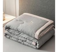Hiseng Couette 1 Personne en Microfibre, Couette Imprimée Couleurs Unies Reversible pour 4 Saisons, Tempérée Duvet sans Housse 2 Personnes pour Adulte Enfant (Gris,200x230cm)