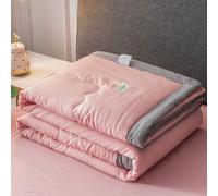 Hiseng Couette 1 Personne en Microfibre, Couette Imprimée Couleurs Unies Reversible pour 4 Saisons, Tempérée Duvet sans Housse 2 Personnes pour Adulte Enfant (Rose,150x200cm)