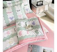 Hiseng Couette 1 Personne en Microfibre, Couette Imprimée Imprimé Floral Simple Reversible pour 4 Saisons, Tempérée Duvet sans Housse 2 Personnes pour Adulte Enfant (Cœur,150x200 cm)