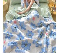 Hiseng Couette Imprimée 1 Personne, Couverture Lit 2 Personnes en Microfibre, Couette Tempérée Convient à Toutes Les Saisons (Fleurs Bleues,180 cm x 200 cm)