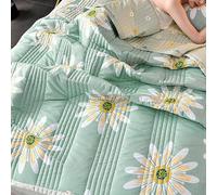 Hiseng Couette Imprimée 1 Personne, Couverture Lit 2 Personnes en Microfibre, Couette Tempérée Convient à Toutes Les Saisons (Bleu Vert,150 cm x 200 cm)
