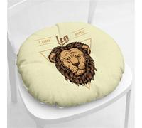 Hiseng Coussin de Chaise Coussins de Siège Ronde, Mode Animal Modèle Tatami Respirant Coussins de Chaise Galette de Chaise pour Salle à Manger Bureau Canapé, 40x40cm (Lion)