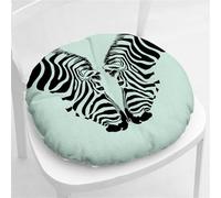 Hiseng Coussin de Chaise Coussins de Siège Ronde, Mode Animal Modèle Tatami Respirant Coussins de Chaise Galette de Chaise pour Salle à Manger Bureau Canapé, 40x40cm (Zèbre)