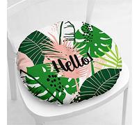 Hiseng Coussin de Chaise Coussins de Siège, Ronde Tatami Respirant Feuille Verte Schéma Coussins de Chaise Galette de Chaise pour Salle à Manger/Bureau/Canapé,40x40cm (Feuilles Roses)