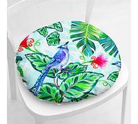 Hiseng Coussin de Chaise Coussins de Siège, Ronde Tatami Respirant Fleur Oiseau Schéma Coussins de Chaise Galette de Chaise pour Salle à Manger/Bureau/Canapé,40x40cm (Feuille Verte)