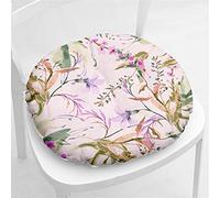 Hiseng Coussin de Chaise Coussins de Siège, Ronde Tatami Respirant Fleur Schéma Coussins de Chaise Galette de Chaise pour Salle à Manger/Bureau/Canapé,40x40cm (Fleur Mauve)