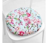 Hiseng Coussin de Chaise Coussins de Siège, Ronde Tatami Respirant Fleur Schéma Coussins de Chaise Galette de Chaise pour Salle à Manger/Bureau/Canapé,40x40cm (Fleur Bleue)