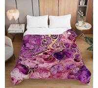 Hiseng Couverture 2.5 Tog 3D Marbre, Dessus De Lits et Couvre-Lits, Couette sans Housse Couette Ete, Edredon Réversible, pour 1/2 Personnes (Marbre Violet 01,180 * 220cm)