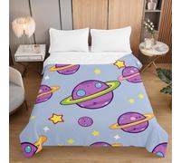 Hiseng Couverture 2.5 Tog 3D Univers, Dessus De Lits et Couvre-Lits, Couette sans Housse Couette Ete, Edredon Réversible, pour 1/2 Personnes (Planète Violette,180 * 220cm)