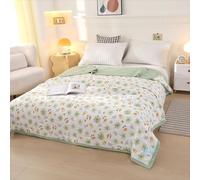 Hiseng Couverture, Dessus De Lits et Couvre-Lits, Motif de Fleurs, 2026 Couette sans Housse Couette Ete, Edredon Réversible, Lavable, pour 1/2 Personnes (Fleurs Vertes,200x230cm)