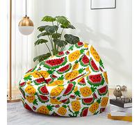 Hiseng Housse Pouf Poire Vide S M L XL XXL, Imprimé Fruits Housse de Pouf Poire sans Remplissage Poire pour Enfants Tissus Lavables pour Salon Chambre (Ananas,70x80cm)