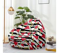 Hiseng Housse Pouf Poire Vide S M L XL XXL, Imprimé Fruits Housse de Pouf Poire sans Remplissage Poire pour Enfants Tissus Lavables pour Salon Chambre (Pastèque,80x90cm)