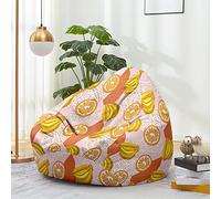 Hiseng Housse Pouf Poire Vide S M L XL XXL, Imprimé Fruits Housse de Pouf Poire sans Remplissage Poire pour Enfants Tissus Lavables pour Salon Chambre (Orange,90x110cm)