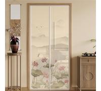 Hiseng Moustiquaire Porte Fenetre, Rideau Anti Mouche Magnetique Fermeture Installation Sans Perçage Moustiquaire Porte Magnétique pour Balcon, Terrasse (Style kaki B,85x210cm)
