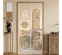 Hiseng Moustiquaire Porte Fenetre, Rideau Anti Mouche Magnetique Fermeture Installation Sans Perçage Moustiquaire Porte Magnétique pour Balcon, Terrasse (Style kaki A,85x210cm)