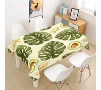 Hiseng Nappe Rectangulaire Imperméable, 3D Plantes Tropicales Imprimé Anti Tache Lavable Nappes Entretien Facile pour Cuisine Jardin Picnic Party Exterieur de Table (Avocat,140x200cm)