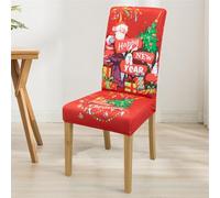 Hiseng Noël Housse de Chaise, Lot de 8/6/4/1 Housse de Chaise Extensible, Housse de Chaise Salle à Manger Amovible Lavable, Housse pour Chaise Maison, Hôtel, Restaurant (1 Piece,Noël 12)