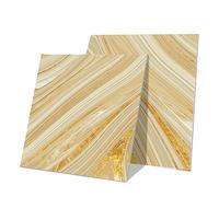 Hiseng Stickers Muraux Autocollants pour Carrelage en Céramique et Marbre, Salle de Bains et Cuisine Sticker, Impression de Marbre Imperméables Décoration, 20x20cm (Jaune,12 Pièces)