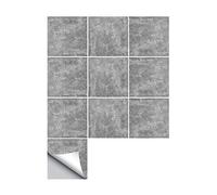 Hiser 10 Pièces Marbre Adhésive Décorative à Carreaux pour Salle de Bains et Cuisine Stickers Carrelage, Mosaïque Style Imperméables Auto-adhésifs 3D Adhésive Décoration (Ciment Gris,15x15cm)