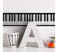 Hiser 2m Marbre Adhésive Décorative à Carreaux pour Salle de Bains et Cuisine Stickers Carrelage, Imperméables Auto-adhésifs 3D Europe du Nord Adhésive Décoration (Piano Noir et Blanc,10x200cm)
