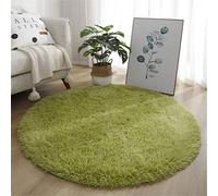 Hiser Ronde Rugs Tapis de Salon à Poils Longs Tapis de Sol Moelleux Shaggy Doux et Confortable Moderne Tapis Antidérapant Décoration Intérieure Tapis Moelleux pour Salon Chambre (Vert,120x120cm)