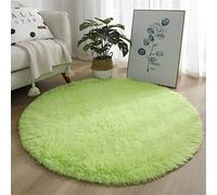 Hiser Ronde Rugs Tapis de Salon à Poils Longs Tapis de Sol Moelleux Shaggy Doux et Confortable Moderne Tapis Antidérapant Décoration Intérieure Tapis Moelleux pour Salon Chambre (Vert Clair,60x60cm)
