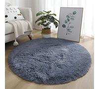 Hiser Ronde Rugs Tapis de Salon à Poils Longs Tapis de Sol Moelleux Shaggy Doux et Confortable Moderne Tapis Antidérapant Décoration Intérieure Tapis Moelleux pour Salon Chambre (Gris,140x140cm)