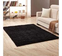 Hiser Rugs Tapis de Salon à Poils Longs Tapis de Sol Moelleux Shaggy Doux et Confortable Moderne Tapis Antidérapant Décoration Intérieure Tapis Moelleux pour Salon Chambre (Noir,120x160cm)