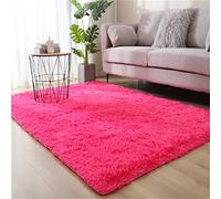 Hiser Rugs Tapis de Salon à Poils Longs Tapis de Sol Moelleux Shaggy Doux et Confortable Moderne Tapis Antidérapant Décoration Intérieure Tapis Moelleux pour Salon Chambre (Rose Rouge,60x120cm)