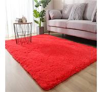 Hiser Rugs Tapis de Salon à Poils Longs Tapis de Sol Moelleux Shaggy Doux et Confortable Moderne Tapis Antidérapant Décoration Intérieure Tapis Moelleux pour Salon Chambre (Rouge,80x160cm)