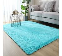 Hiser Rugs Tapis de Salon à Poils Longs Tapis de Sol Moelleux Shaggy Doux et Confortable Moderne Tapis Antidérapant Décoration Intérieure Tapis Moelleux pour Salon Chambre (Bleu,50x80cm)