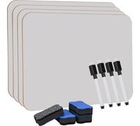 Hisredsun 4 Pack A4 Double Face Petits Tableau Blanc,Faciles à Transporter | Petits Ardoise Blanche Effacable, Avec 4 Marqueurs Et 4 Gomme, Faciles à Nettoyer, Pour étudiants, Utilisation Scolaire