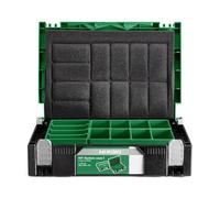 Hitachi Boîte à outils HIT-System Case I, Vert/Noir | Système de transport modulable avec 3 étagères incluses, compatible avec Case II, III, IV, coloris vert et noir