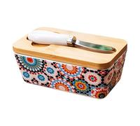 Hitburu Beurrier | Conserve-beurre en Céramique de Comptoir avec Coupelle,Décor de Cuisine Conservation Hermétique pour Tartinables Maison Noix Sucre Condiments Pâtisserie Cuisine