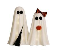 Hitburu Décoration Fantôme Lumières LED Lueur Chaude avec Balai | Set Déco Halloween Fantôme Mignon pour Maison Salon Chambre Cuisine Bureau Étagère Style Ferme Fête