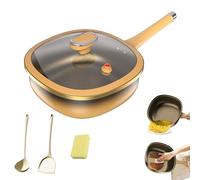 HItianya Marmite antiadhésive en alliage de titane de 30 cm avec couvercle, poêle profonde 30 x 10 cm, sauteuse profonde multifonction avec panier vapeur, compatible tous feux (Sans cuiseur vapeur)