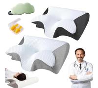 HItianya SOYA-Paris Oreiller SOYA 2.0, SoyaParis Oreiller Ergonomique Cervical 2 en 1, Oreillers Mémoire Soutien Cervical pour Dormir, des Douleurs Au Cou, Au Dos Et Aux Épaules (2PC-E)