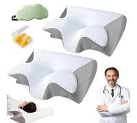 HItianya SOYA-Paris Oreiller SOYA 2.0, SoyaParis Oreiller Ergonomique Cervical 2 en 1, Oreillers Mémoire Soutien Cervical pour Dormir, des Douleurs Au Cou, Au Dos Et Aux Épaules (2PC-C)