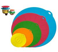 Hitopin Couvercles en Silicone, 5 Pièces Tailles Différentes Couvercle Fraîcheur en Silicone, pour Bols, Casseroles, Assiettes, Tasses, Fours, Réfrigérateurs(Bleu, Rouge, Vert, Jaune, Orange)