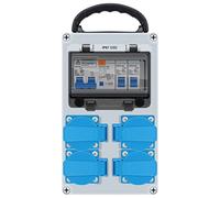 HITRENDS Répartiteur de courant de construction mural pré-câblé, 4 prises Schuko 230 V, 1 interrupteur FI 32 A + 2 interrupteurs LS 16 A, boîtier étanche IP67 pour l'intérieur et l'extérieur