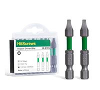HitScrews 50mm Embout De Tournevis Carré, SQ2 Carré Visseuse 10 Pièces | Taiwan Précision CNC Acier S2, Magnétique Embout Robertson,Tige Hexagonale 1/4" Pour Bricolage & Réparation De Meubles