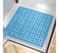 HITSLAM Tapis de Douche Antidérapant, Carré Tapis de Bain avec Ventouses 60x60cm sans BPA, Tapis de Baignoire Résistant à la Moisissure et Lavable en Machine, Bleu