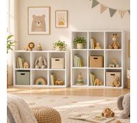 hitsuki Étagère Enfant 2 Pièces, Bibliothèque, Rangement Jouets, 15 Cases | 15 cases pour livres et jouets, 2 étagères à placer ensemble ou séparément, avec cases ouvertes et panneaux arrière.