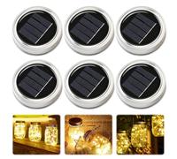HIULLEN Lot de 6 Lampes Solaires de Rechange, Lampe solaire pour couvercle de bocal Mason, 30 LED Mason Jar Lampe, Lanterne Solaire Exterieur pour Branche Pergola Anniversaire Mariage Balcon Party