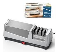 HIUYRFS Aiguiseur de Couteaux électrique Professionnel à 2 Niveaux, Disques Diamantés, Protection Contre la Surchauffe, Moteur Silencieux, Affûtage Rapide pour Couteaux de Cuisine